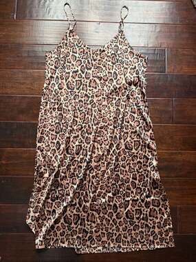 The Drop Ana Leopard Print Slip Dress, Size XXL